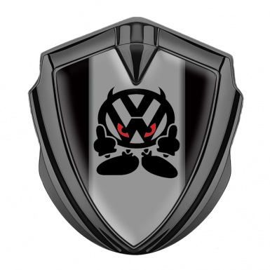 VW 3d Emblem Badge Graphite Black Background Evil Logo Edition