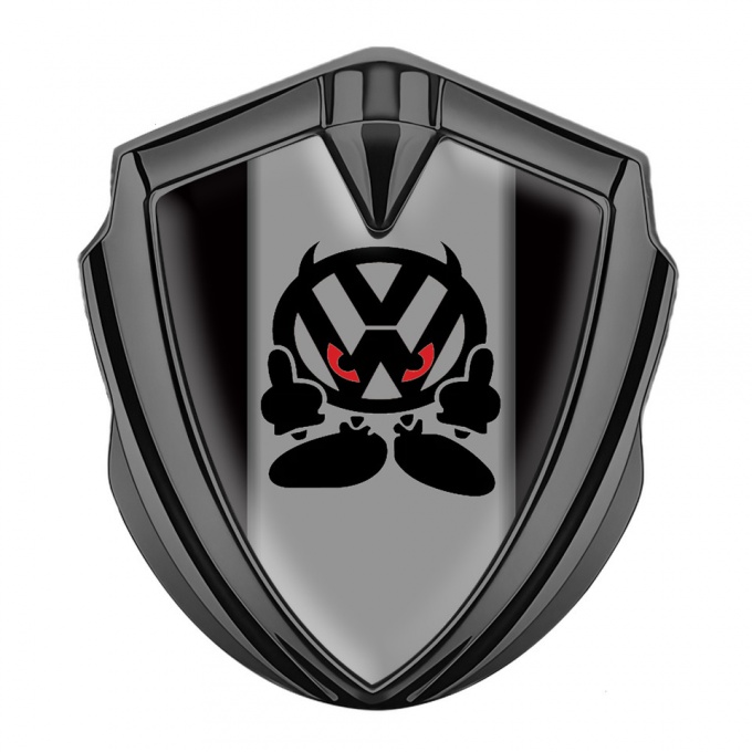 VW 3d Emblem Badge Graphite Black Background Evil Logo Edition