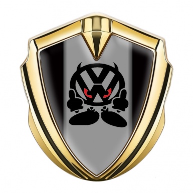 VW 3d Emblem Badge Gold Black Background Evil Logo Edition