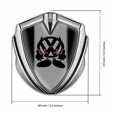 VW 3d Emblem Badge Silver Black Background Evil Logo Edition