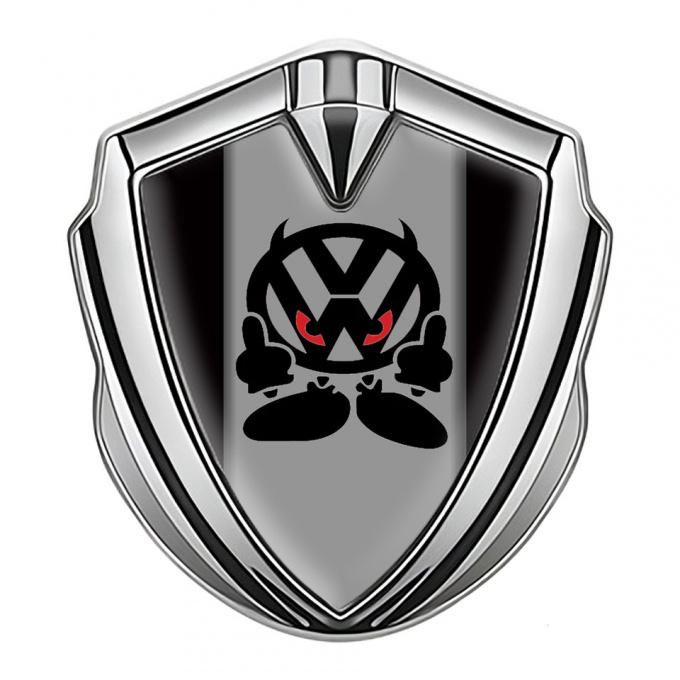 VW 3d Emblem Badge Silver Black Background Evil Logo Edition