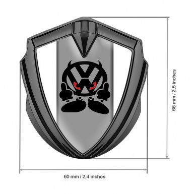 VW Bodyside Emblem Self Adhesive Graphite White Base Evil Logo Edition