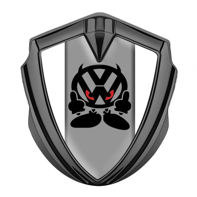 VW Bodyside Emblem Self Adhesive Graphite White Base Evil Logo Edition