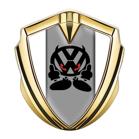 VW Bodyside Emblem Self Adhesive Gold White Base Evil Logo Edition