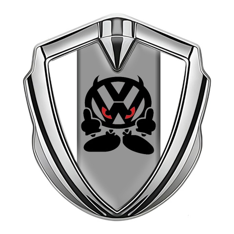 VW Bodyside Emblem Self Adhesive Silver White Base Evil Logo Edition