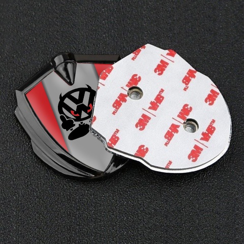 VW Metal Domed Emblem Graphite Red Base Evil Character Logo Edition