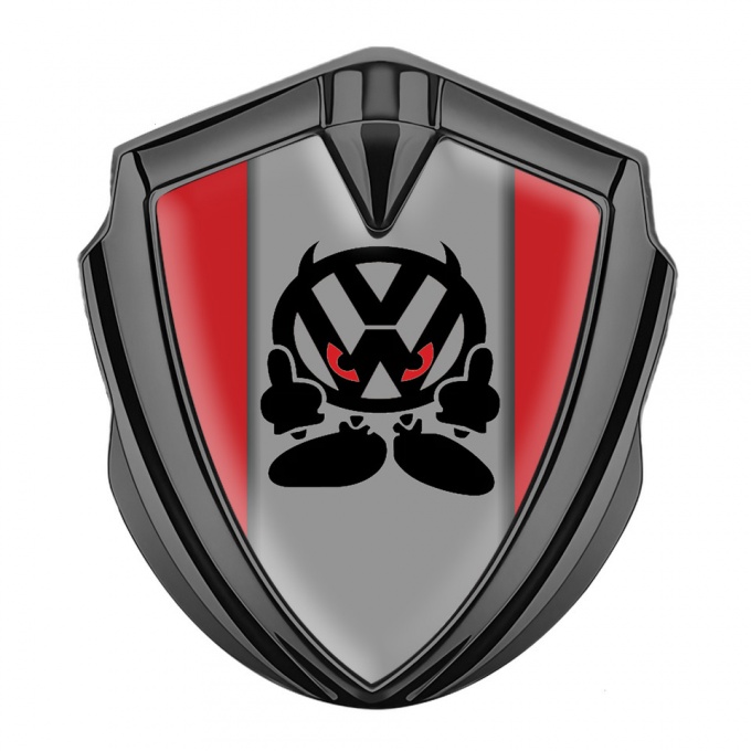 VW Metal Domed Emblem Graphite Red Base Evil Character Logo Edition