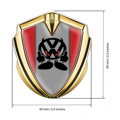 VW Metal Domed Emblem Gold Red Base Evil Character Logo Edition