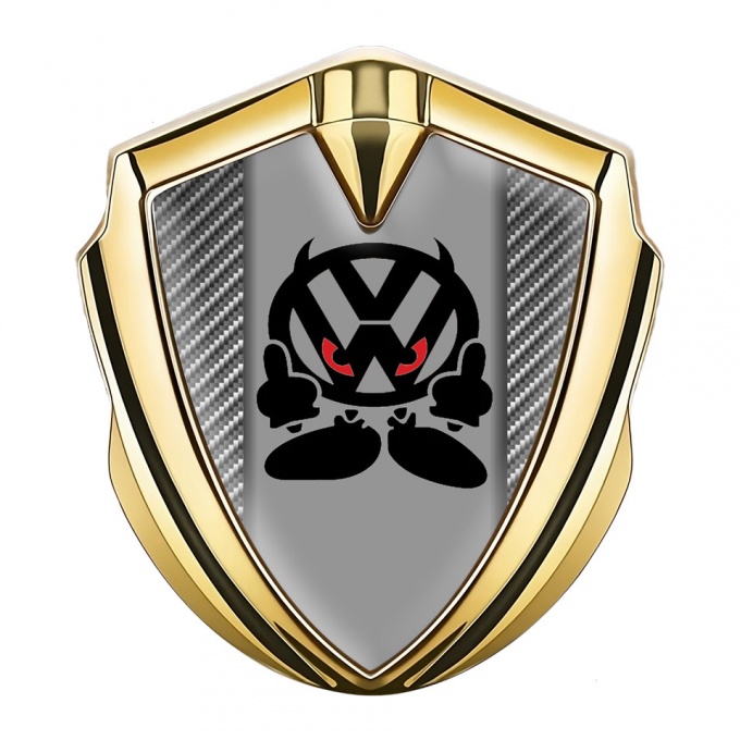 VW Badge Self Adhesive Gold Carbon Fiber Evil Logo Edition