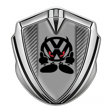 VW Badge Self Adhesive Silver Carbon Fiber Evil Logo Edition