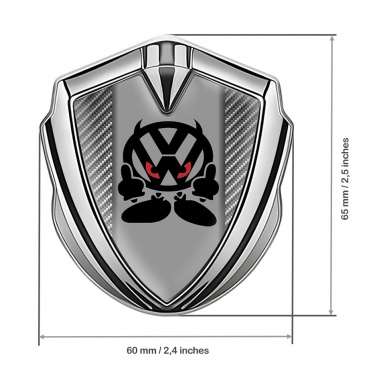 VW Badge Self Adhesive Silver Carbon Fiber Evil Logo Edition