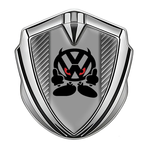 VW Badge Self Adhesive Silver Carbon Fiber Evil Logo Edition