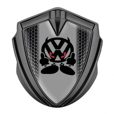 VW Emblem Badge Self Adhesive Graphite Metal Grate Evil Logo Edition