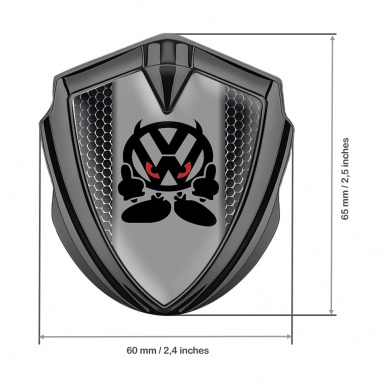 VW Emblem Badge Self Adhesive Graphite Metal Grate Evil Logo Edition