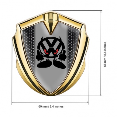 VW Emblem Badge Self Adhesive Gold Metal Grate Evil Logo Edition