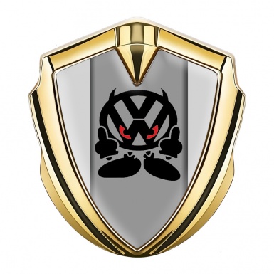 VW Emblem Fender Badge Gold Grey Base Evil Logo Edition