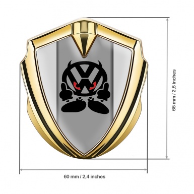 VW Emblem Fender Badge Gold Grey Base Evil Logo Edition