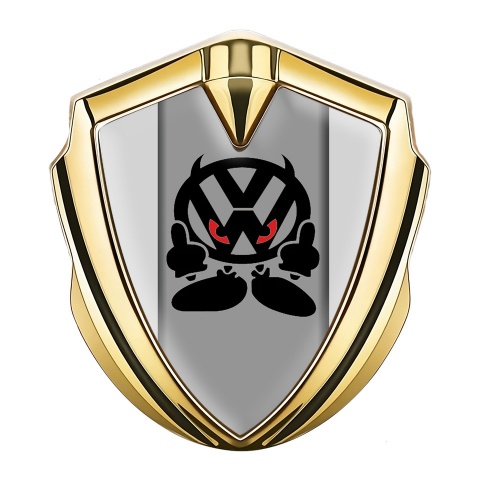VW Emblem Fender Badge Gold Grey Base Evil Logo Edition