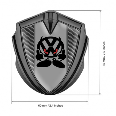 VW Metal Emblem Self Adhesive Graphite Dark Carbon Evil Logo Design
