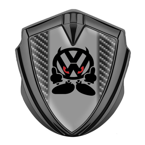 VW Metal Emblem Self Adhesive Graphite Dark Carbon Evil Logo Design