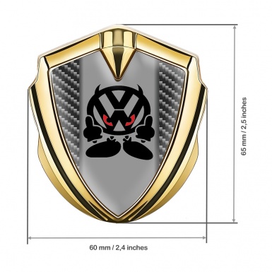 VW Metal Emblem Self Adhesive Gold Dark Carbon Evil Logo Design