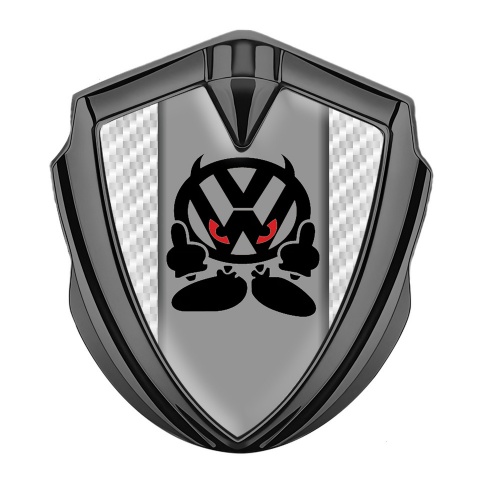 VW Fender Emblem Badge Graphite White Carbon Evil Logo Design