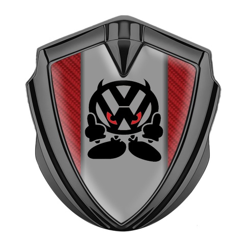 VW Emblem Trunk Badge Graphite Red Carbon Evil Logo Design
