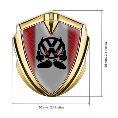 VW Emblem Trunk Badge Gold Red Carbon Evil Logo Design
