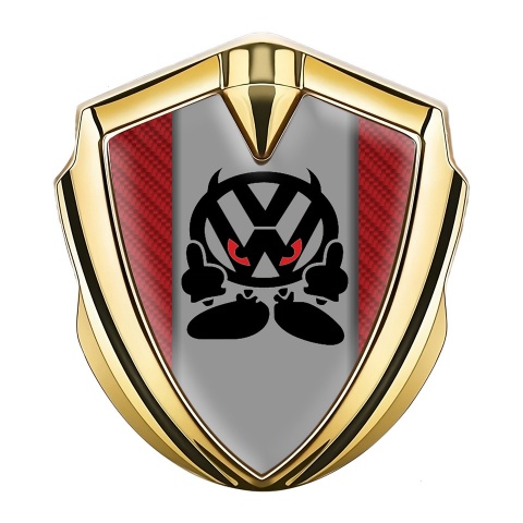 VW Emblem Trunk Badge Gold Red Carbon Evil Logo Design