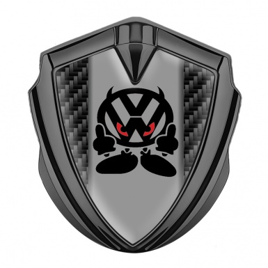 VW Emblem Self Adhesive Graphite Black Carbon Evil Logo Design