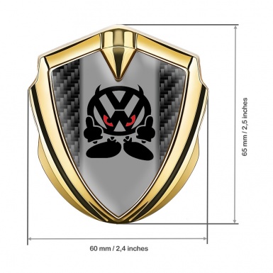 VW Emblem Self Adhesive Gold Black Carbon Evil Logo Design