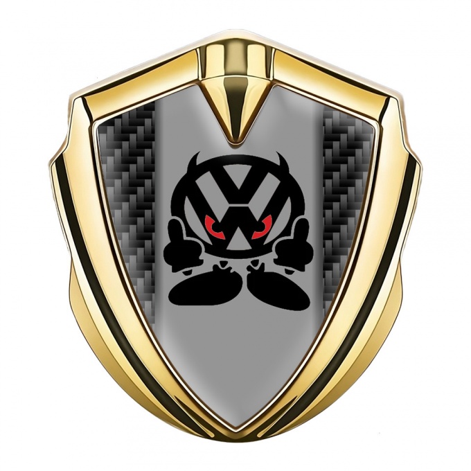 VW Emblem Self Adhesive Gold Black Carbon Evil Logo Design