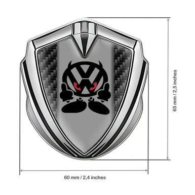 VW Emblem Self Adhesive Silver Black Carbon Evil Logo Design