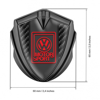 VW Metal Emblem Badge Graphite Black Carbon Outline Motorsport Logo