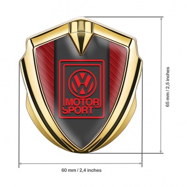 VW Domed Emblem Gold Red Carbon Outline Motorsport Logo