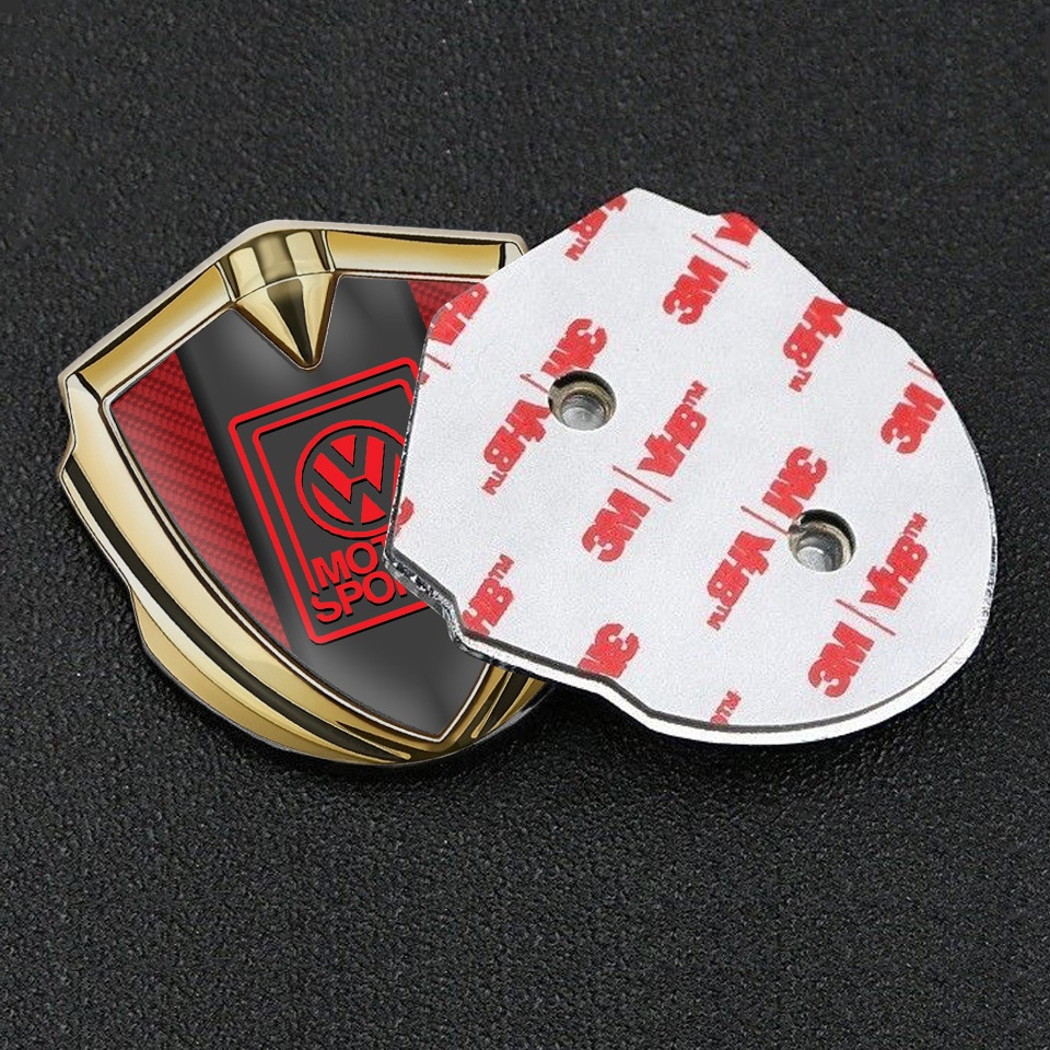 VW Domed Emblem Gold Red Carbon Outline Motorsport Logo | Metal Emblems ...