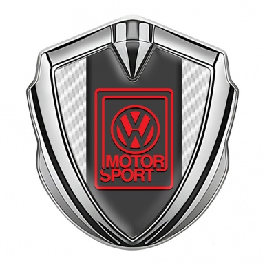 VW Emblem Ornament Silver White Carbon Outline Motorsport Logo