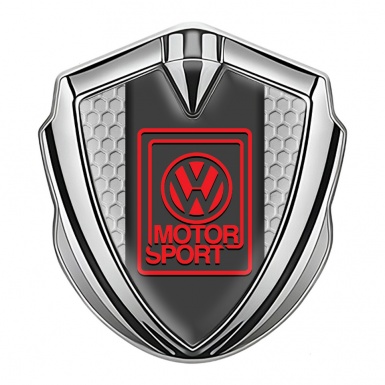 VW Emblem Ornament Silver Honeycomb Outline Motorsport Logo