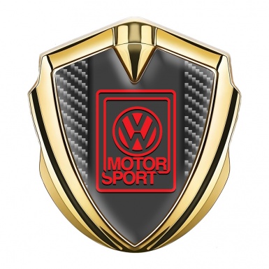 VW Emblem Metal Badge Gold Dark Carbon Motorsport Edition