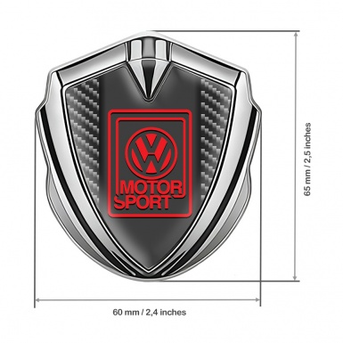 VW Emblem Metal Badge Silver Dark Carbon Motorsport Edition