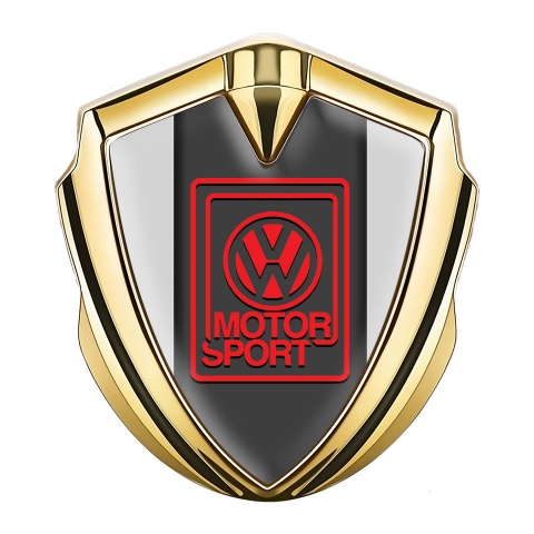 VW 3d Emblem Badge Gold Grey Base Motorsport Outline Logo
