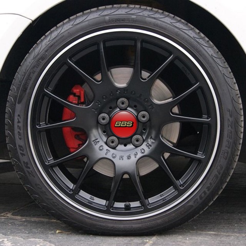 BBS Wheel Center Cap Domed Stickers Red and Bronze Design