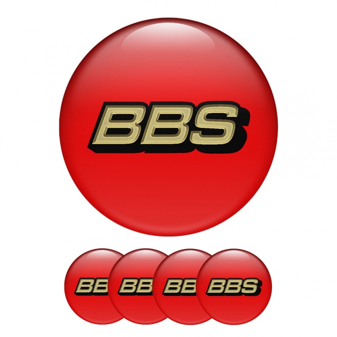 BBS Wheel Center Cap Domed Stickers Red and Bronze Design