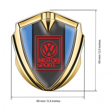 VW Emblem Car Badge Gold Blue Frame Red Motorsport Logo