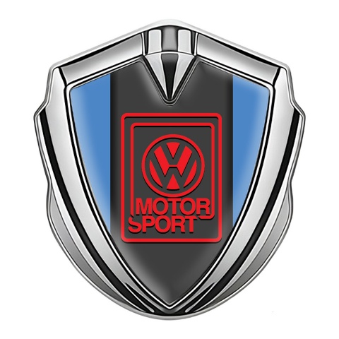 VW Emblem Car Badge Silver Blue Frame Red Motorsport Logo