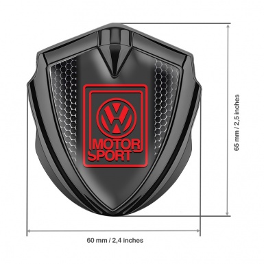 VW Metal Domed Emblem Graphite Dark Mesh Red Motorsport Logo