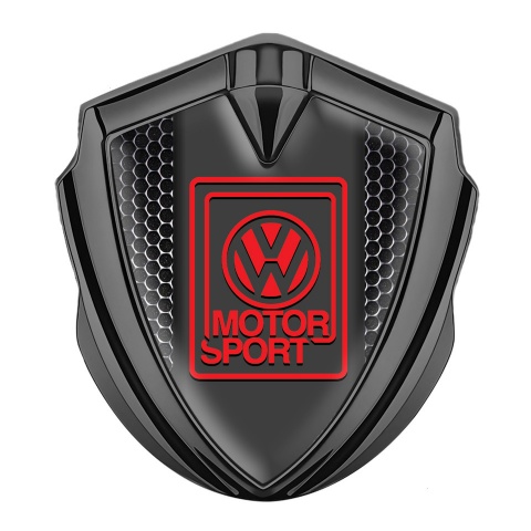 VW Metal Domed Emblem Graphite Dark Mesh Red Motorsport Logo