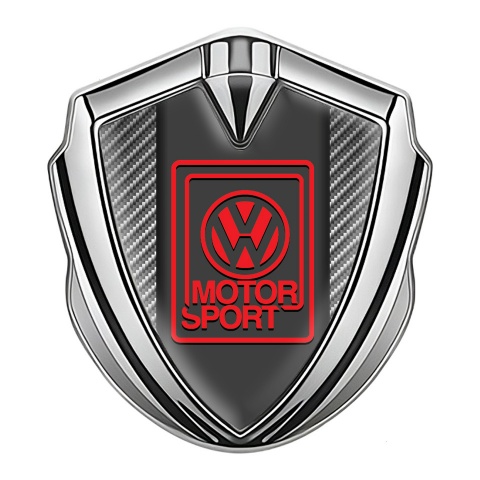 VW Badge Self Adhesive Silver Light Carbon Red Motorsport Edition