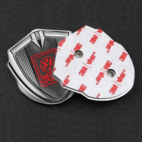 VW Badge Self Adhesive Silver Light Carbon Red Motorsport Edition