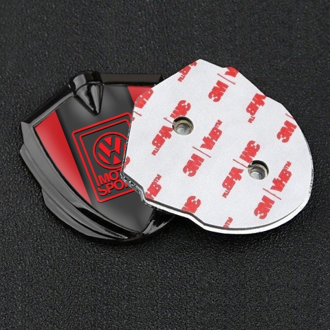 VW Emblem Badge Self Adhesive Graphite Red Base Outline Motorsport Logo